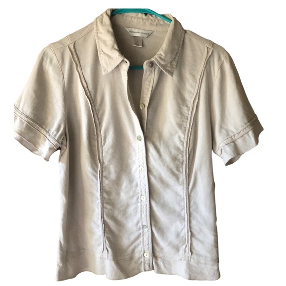 Christopher Banks Linen Blend Blouse w/ Mother of Pearl Buttons. Size Small - Picture 1 of 9
